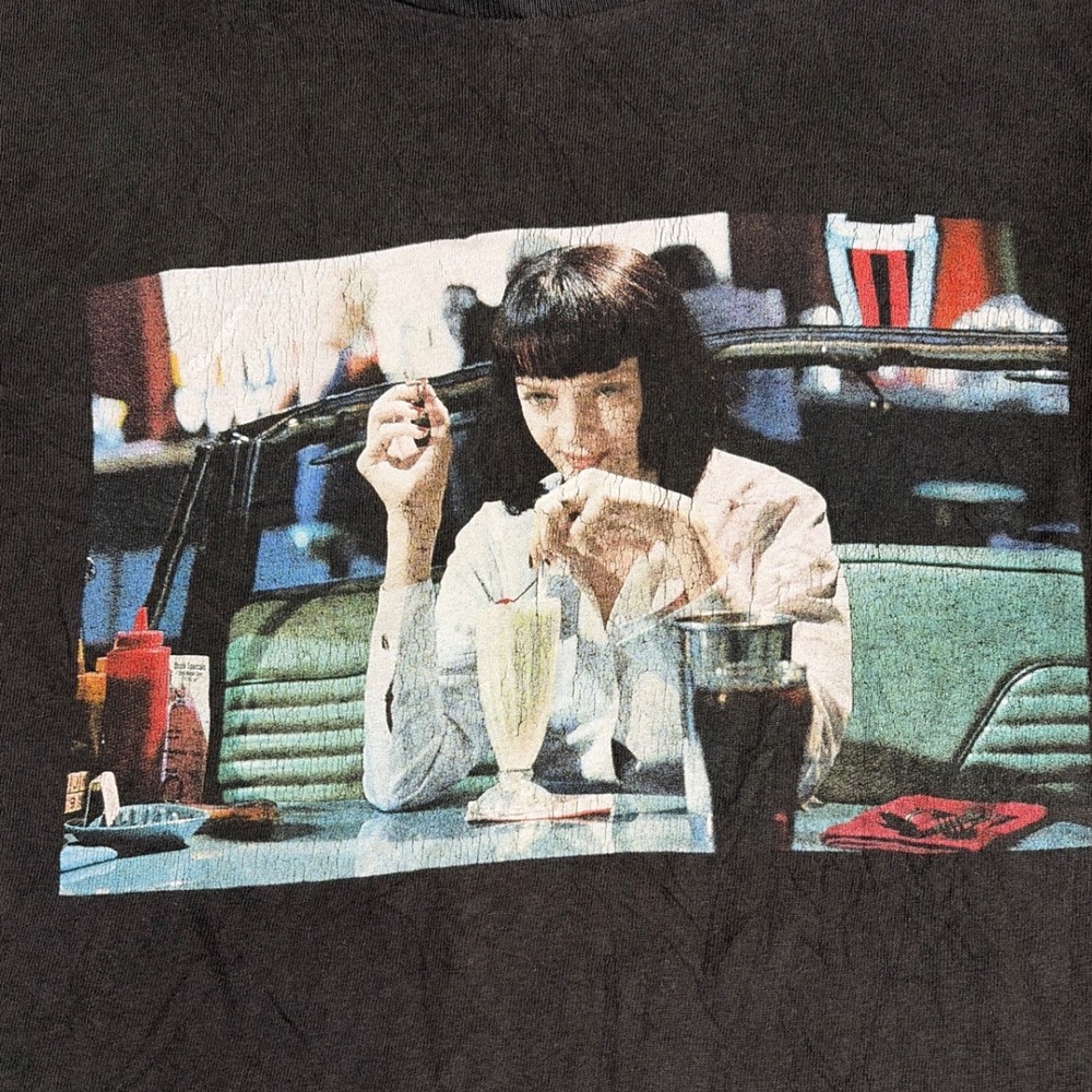 Y2K‎ Pulp Fiction Mia Wallace Milkshake Long Sleeve Graphic T-Shirt Large 2020